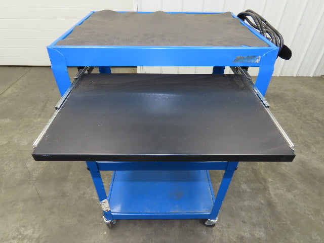 Uline H-4607 Mobile Workstation Computer Cart w/Power Strip 26x20"x 29-42"H Blue