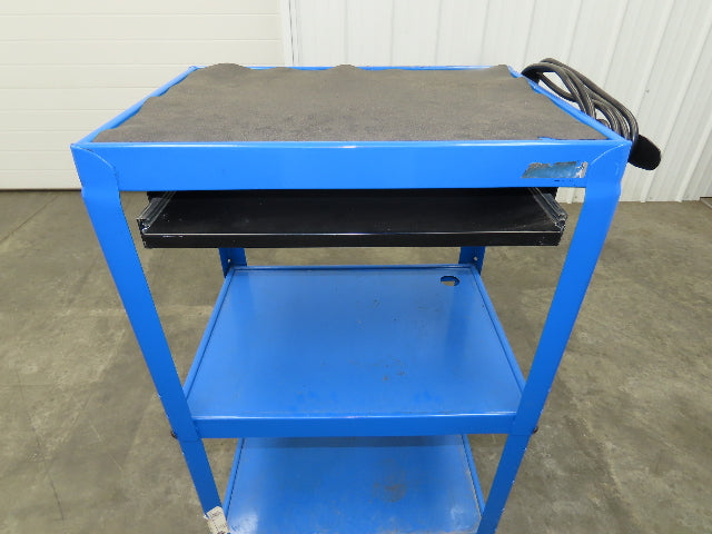 Uline H-4607 Mobile Workstation Computer Cart w/Power Strip 26x20"x 29-42"H Blue