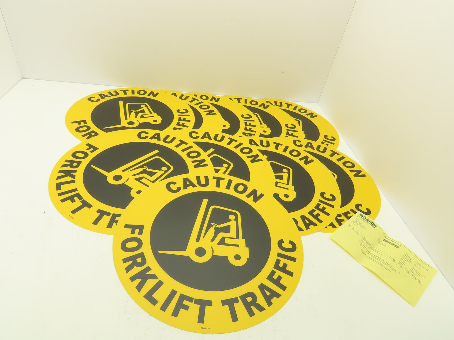Stranco Adhesive Anit-Slip Floor Sign Caution Forklift Traffic 17" Lot Of 10