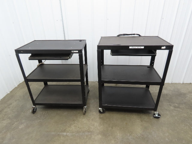 Uline H6746 Mobile Workstation Computer Cart 32x20"x 29-42"H Black Lot of 2