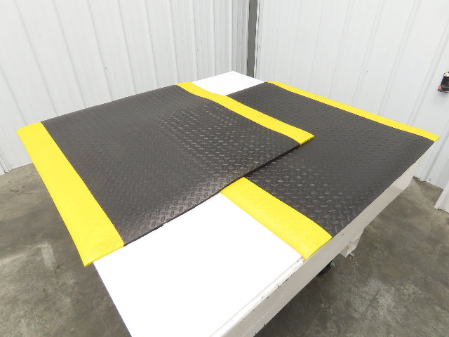Uline Anti-Fatigue Black Foam Floor Mat 36"x 36" Yellow Border Work Lot of 2