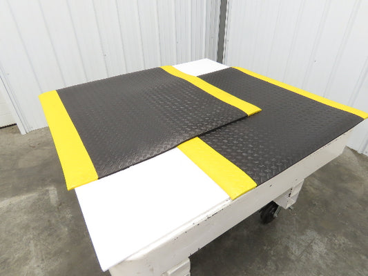 Uline Anti-Fatigue Black Foam Floor Mat 36"x 36" Yellow Border Work Lot of 2