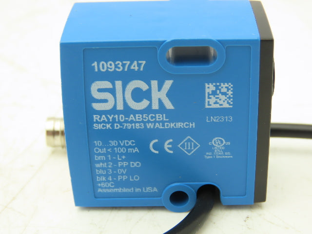Sick RAY10-AB5CBL Photoelectric Retro-Reflective Sensor Male Connector M8 4 Pin