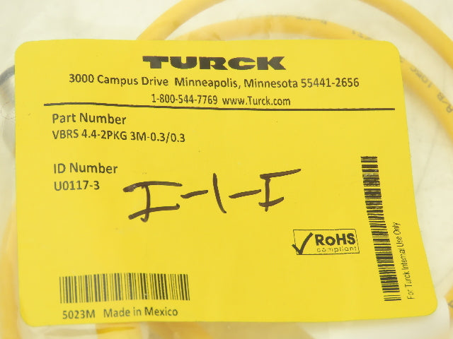 Turck VBRS 4.4-2PKG 3M-0.3/0.3 Cordset Splitter M12 Male- 2x M8 Female Lot of 3