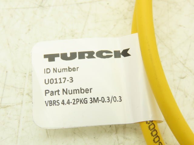 Turck VBRS 4.4-2PKG 3M-0.3/0.3 Cordset Splitter M12 Male- 2x M8 Female Lot of 3