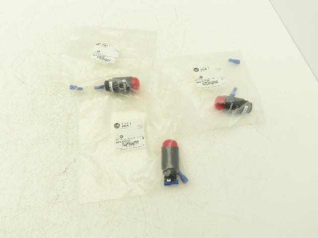 Allen Bradley 440A-A17123 Indicator, 1/2in NPT, Pilot Light-Red Lens Lot of 3