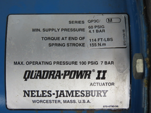 Jamesbury 316SS 8" Wafer Sphere Lugged Butterfly Valve w/Pneumatic Actuator QP3C