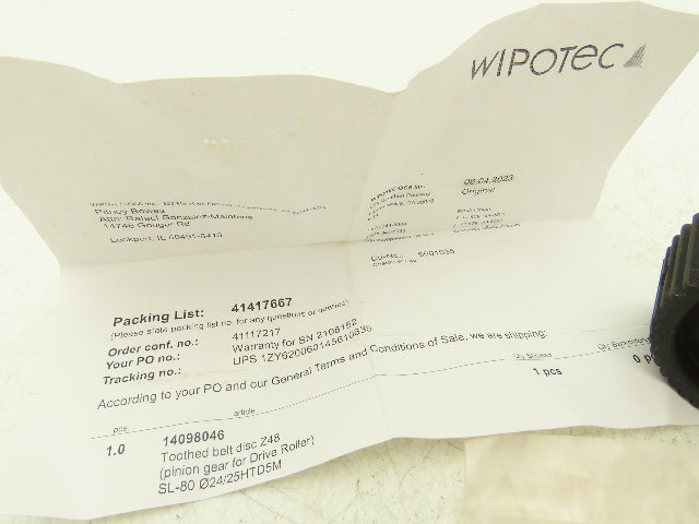 Wipotec 14098046 48-Tooth Belt Disc Drive Pulley Z48SL-80