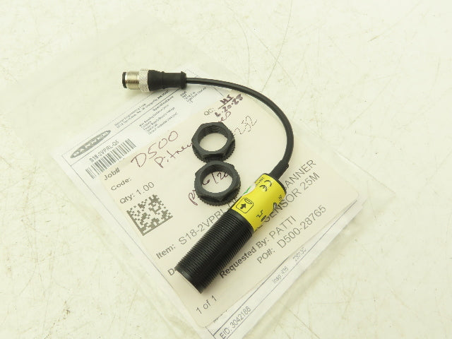 Banner S18-2VPRL-Q5 Photoeye Sensor Receiver 18mm 10-30VDC