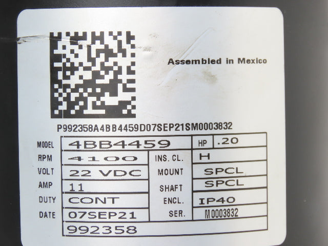 JLG 1001229310 Direct Drive DC Motor w/Gearbox 22V 4100rpm 10MSP Stock Picker