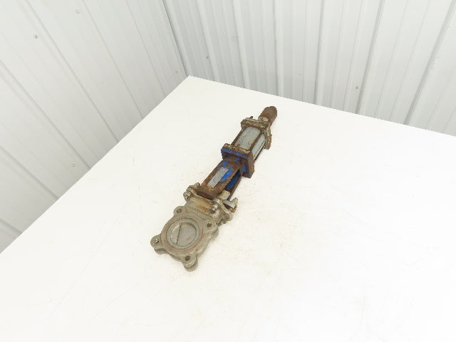 DeZurik 824 3" 304 Stainless Knife Gate Valve V-Port *Air Cylinder Actuated*