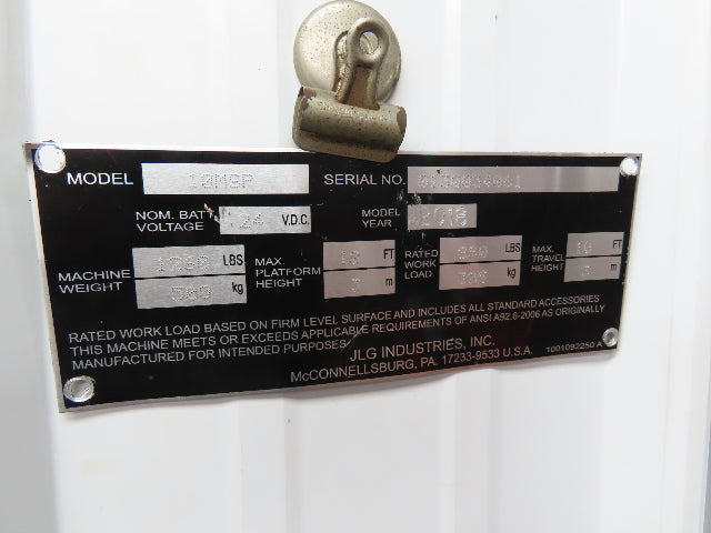 JLG 10MSP Battery Cover And Frame From Mobile Stock Picker Black 1001228540