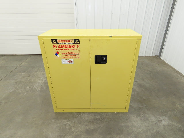 Securall A130 Yellow Flammable Safety Cabinet Dual Door 30 Gallon Liquid