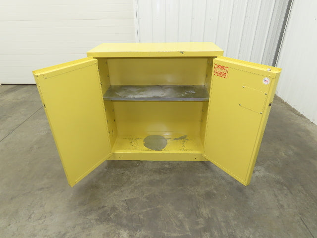 Securall A130 Yellow Flammable Safety Cabinet Dual Door 30 Gallon Liquid