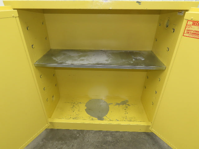 Securall A130 Yellow Flammable Safety Cabinet Dual Door 30 Gallon Liquid