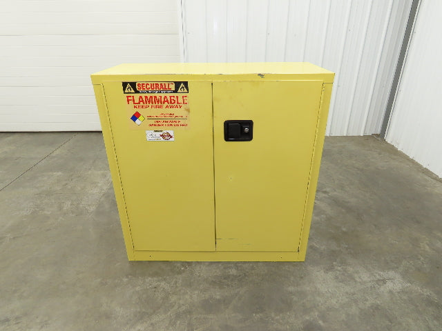 Securall A130 Yellow Flammable Safety Cabinet Dual Door 30 Gallon Liquid