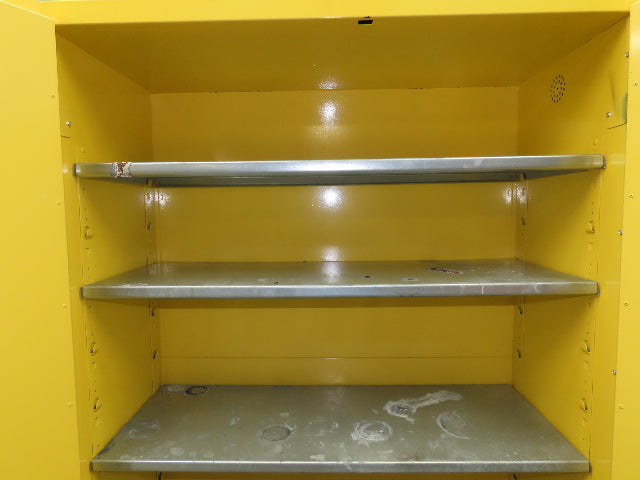 Eagle Flammable Safety Cabinet 60 Gallon Yellow 4 Shelf Dual Door Liquid