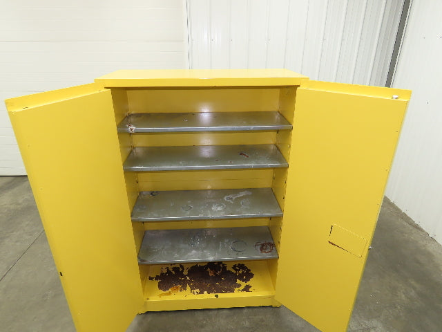 Eagle Flammable Safety Cabinet 60 Gallon Yellow 4 Shelf Dual Door Liquid