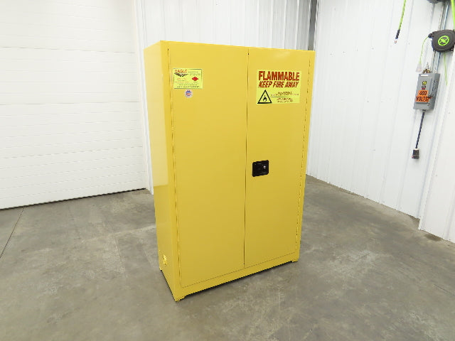 Eagle Flammable Safety Cabinet 60 Gallon Yellow 4 Shelf Dual Door Liquid
