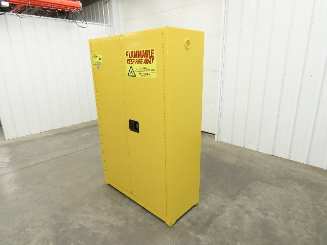 Eagle Flammable Safety Cabinet 60 Gallon Yellow 4 Shelf Dual Door Liquid
