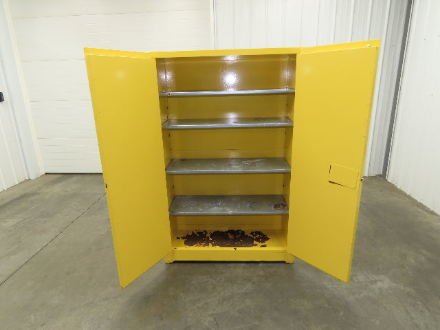 Eagle Flammable Safety Cabinet 60 Gallon Yellow 4 Shelf Dual Door Liquid