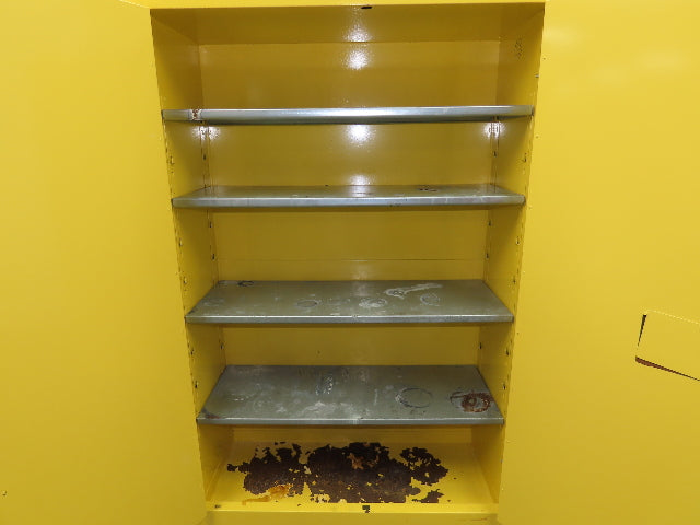 Eagle Flammable Safety Cabinet 60 Gallon Yellow 4 Shelf Dual Door Liquid