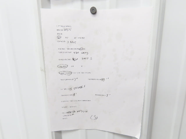 Vestil Hydraulic Scissor Lift Table 2000lb 72x48" Top 36" Travel 480V 3Ph