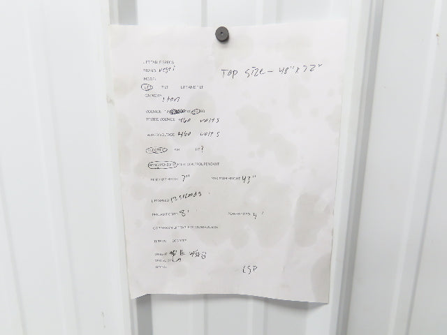 Vestil Hydraulic Scissor Lift Table 2000lb 72x48" Top 36" Travel 480V 3Ph