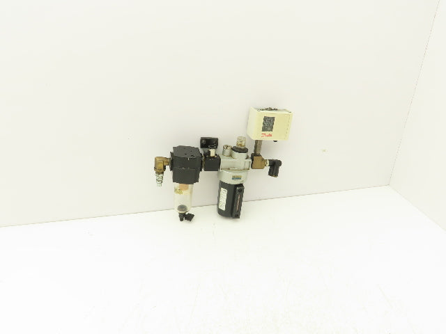 Norgren F73G-3AN-QT3 Water Filter, Mindman Oiler, Danfoss Pressure Switch 250PSI