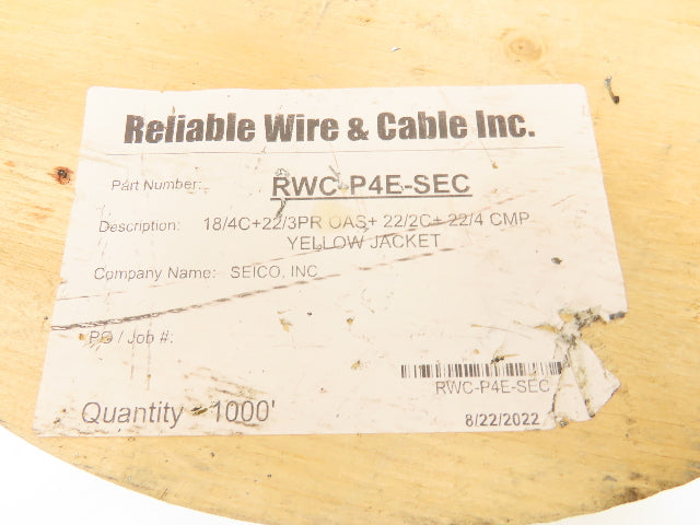 Reliable Wire RWC-P4E-SEC Plenum Access Control Spool 22AWG 2C 4C 18AWG 4C 360'