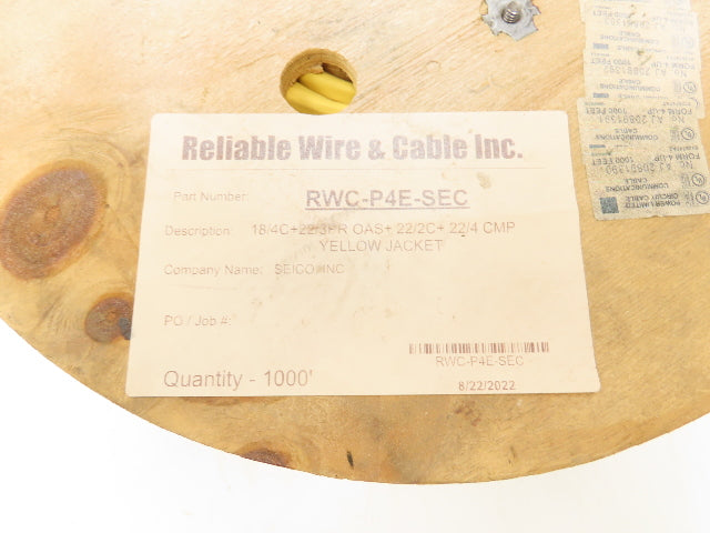 Reliable Wire RWC-P4E-SEC Plenum Access Control Spool 22AWG 2C 4C 18AWG 4C 224'