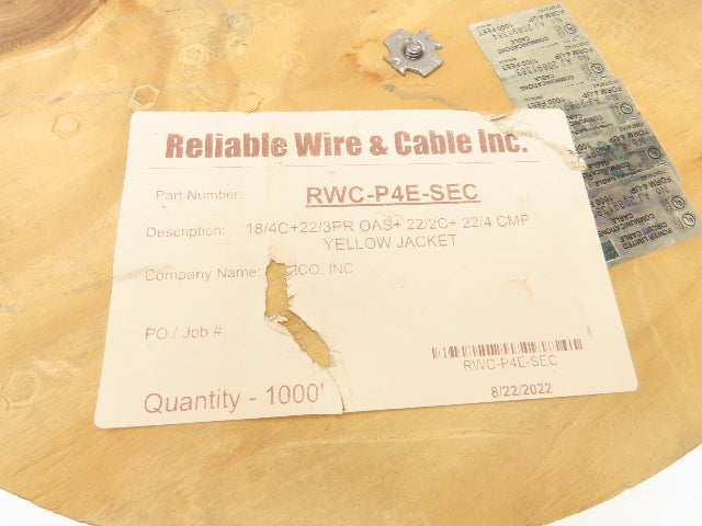Reliable Wire RWC-P4E-SEC Plenum Access Control Spool 22AWG 2C 4C 18AWG 4C 524'