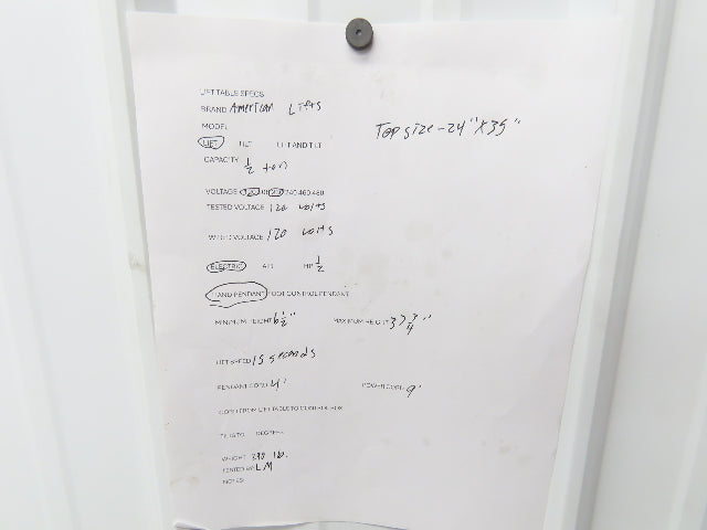 American Lifts 1000Lb Hydraulic Scissor Lift Table 24"x 35"Top 32" Travel 120V