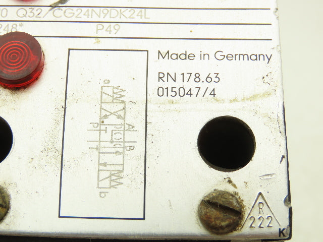 Rexroth 4WE 10 Q32/CG24N9DK24L Hydraulic Directional Solenoid Valve 24VDC