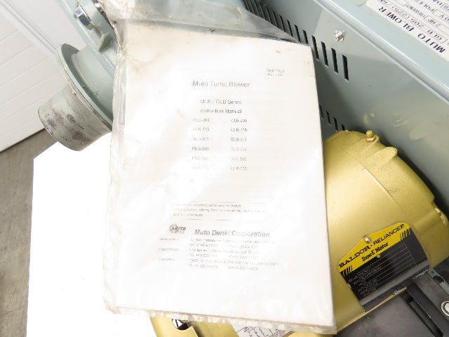 Muto Denki GLB-205 Industrial Turbo Blower 2Hp 460V 3.5" Inlet 3.5" Outlet