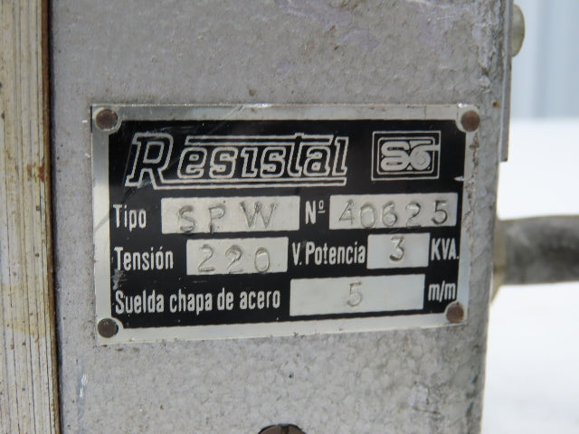 Resistal SPW Handheld Spot Welder 220VAC 3kVA Welds Sheet Steel 5 m/m 6" Depth
