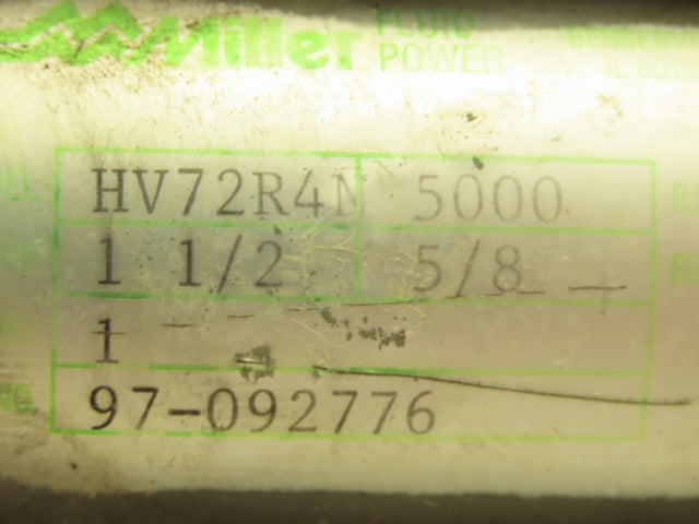 Miller HV72R4N Hydraulic Cylinder 1.5" Bore 1" Stroke 5000psi Lug Foot Mount