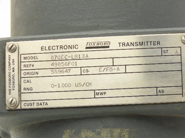 Foxboro 870EC-LB13A Electronic Conductivity Transmitter 0-1000 US/CM