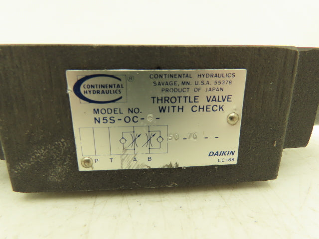 Continental Hydraulics N5S-OC-G-50-76 Throttle Valve with Check