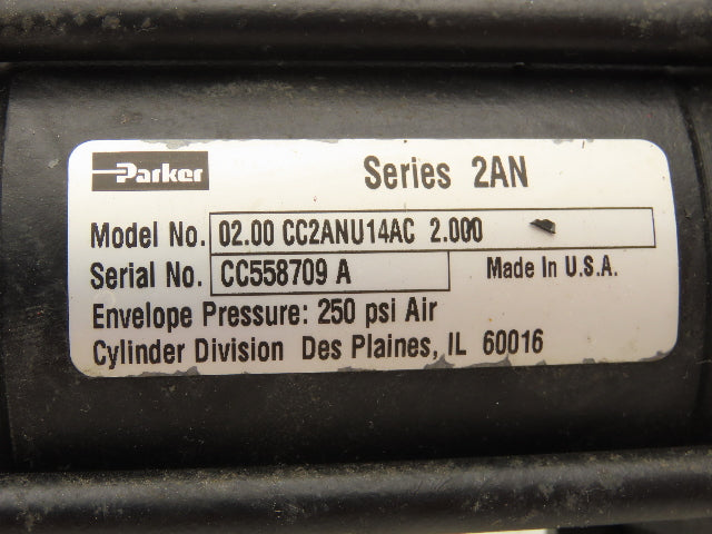Parker 02.00 CC2ANU14AC 2.000 Pneumatic Cylinder 2" Bore 2" Stroke 250 PSI