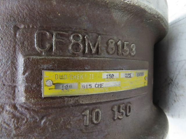 Crane G15 CMF Duo Chek II Stainless 10" Wafer Check Valve 275 PSI Class 150