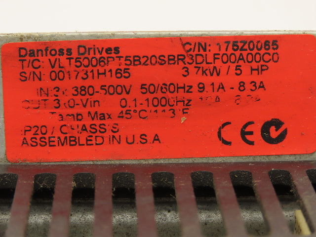 Danfoss VLT5006 Variable Speed Drive 5Hp 380-500vac 3ph 50/60Hz VLT 5000 Series