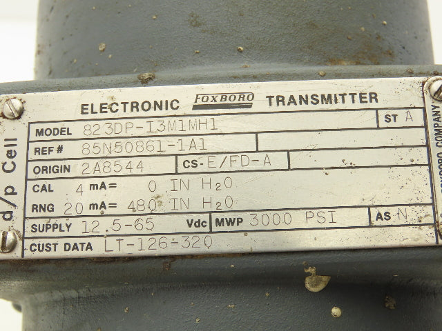 Foxboro 823DP-I3M1MH1 Electronic Pressure Transmitter 12.5-65VDC 3000PSI