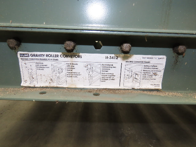 Uline 24"x 10' Gravity Roller Conveyor 1.9" Roller 21"BF 2-Sections 20' w/Legs