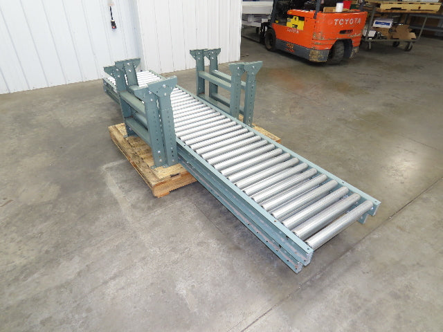 Uline 24"x 10' Gravity Roller Conveyor 1.9" Roller 21"BF 2-Sections 20' w/Legs