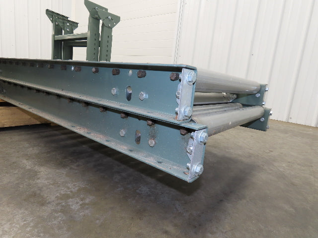 Uline 24"x 10' Gravity Roller Conveyor 1.9" Roller 21"BF 2-Sections 20' w/Legs
