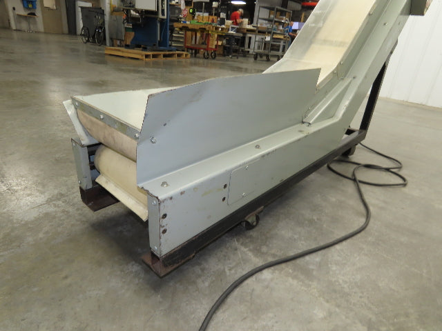 LaRos 10"x 74"L Portable Incline Parts Conveyor Cleated Belt 115V Variable Speed