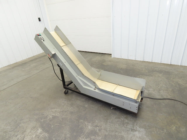 LaRos 10"x 74"L Portable Incline Parts Conveyor Cleated Belt 115V Variable Speed