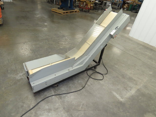 LaRos 10"x 74"L Portable Incline Parts Conveyor Cleated Belt 115V Variable Speed