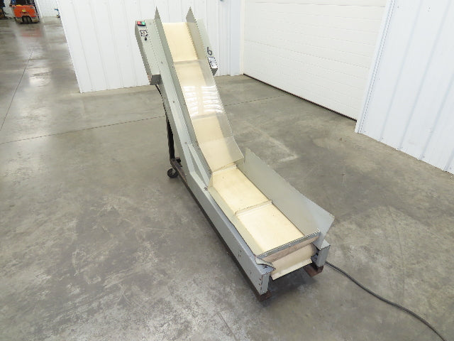 LaRos 10"x 74"L Portable Incline Parts Conveyor Cleated Belt 115V Variable Speed